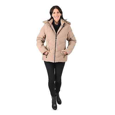 #ad FTX Short Vegan Down Puffer Jacket Breathable with Removable Hooded Coffee S $128.00