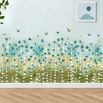 #ad Small Blue Flowers Wall Decals White Daisy Wall Stickers Diy Peel And Stick Butt $13.69