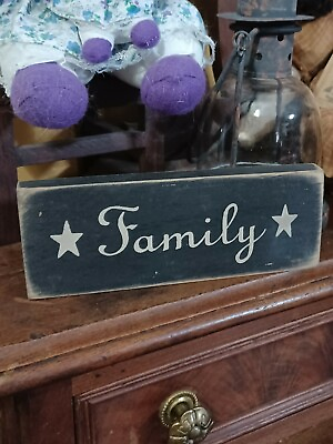 #ad Rustic Primitive FAMILY Farmhouse Country Wood sign home décor Distressed $4.95