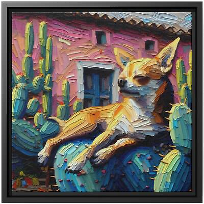 #ad Wall Art Decor Canvas Print Painting Dog Chihuahua Sunbath Cacti Hacienda $48.45