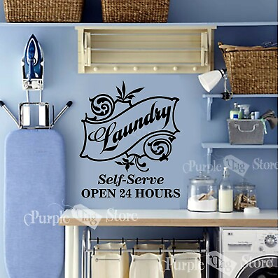 #ad Laundry Room Self Serve Vinyl Wall Art Home Decoration Quote Decal Sticker $33.99