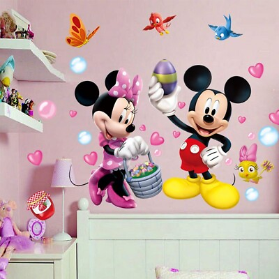 #ad 3D Cartoon Mickey Minnie Wall Stickers For Kids Room Bedroom Wall Decoration $13.29