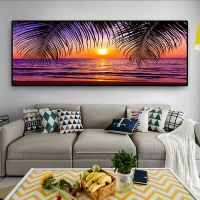 #ad Sea Beach Sunsets Landscape Posters Canvas Painting Canvas Wall Art Wall Picture $32.89