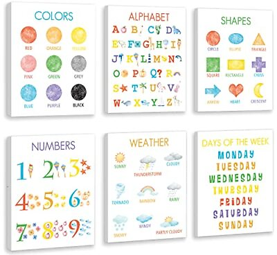 #ad Colorful Kid Educational Wall Decor 8”x10”x6pcsFramed Framed:8x10inch*6 $54.53