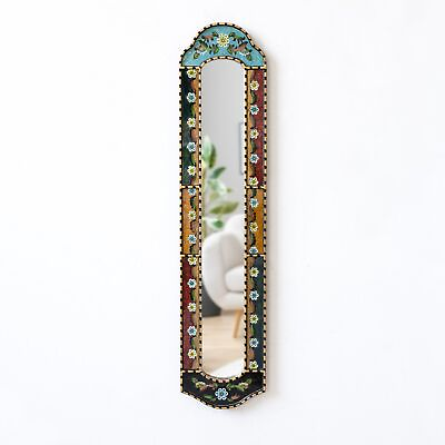 #ad Long Narrow mirror wall art 35.8quot; tall Decorative Long Mirror from Peru pai... $298.63