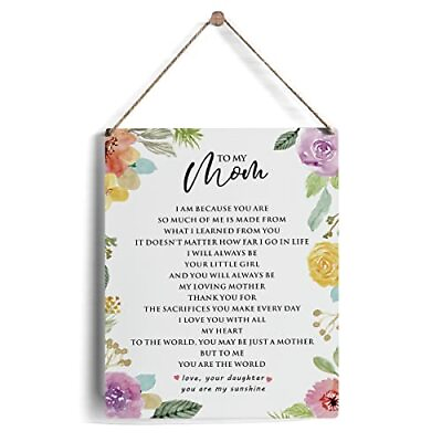 #ad Mom Sign Gifts from Daughter Rustic Floral to My Mom I Love You Wooden Signs ... $15.04
