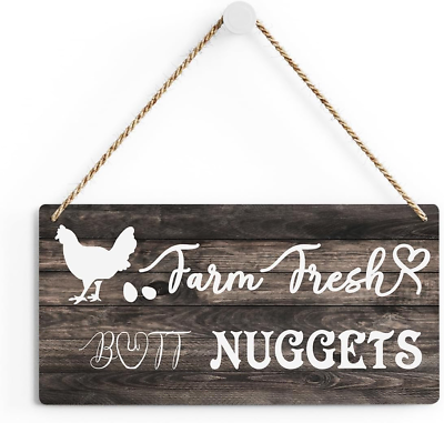 #ad Rustic Chicken Market Wood Decor Sign Farm Fresh Nuggets Printed Wood Sign Wall $11.78