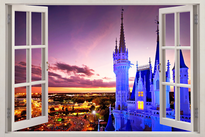 #ad Disney Castle 3D Window Decal Wall Sticker Home Decor Art Mural Kids FS $17.99