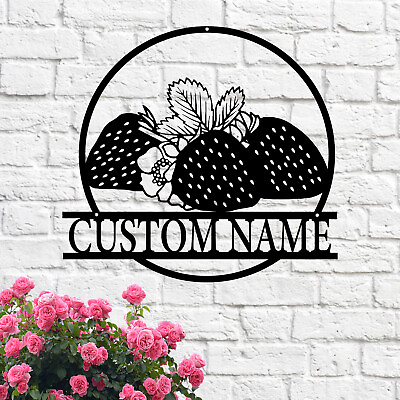 #ad Personalized Strawberry Metal Sign Strawberry Wall Art Kitchen Metal Sign $43.76