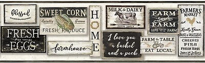 Farmhouse to Table Country Signs on Sure Strip Wallpaper Border LG1360BD $20.21