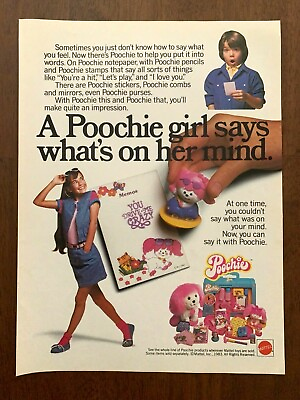 #ad 1984 Mattel Poochie Stationary Vintage Print Ad Poster 80s Kids Toy Pop Decor $24.99