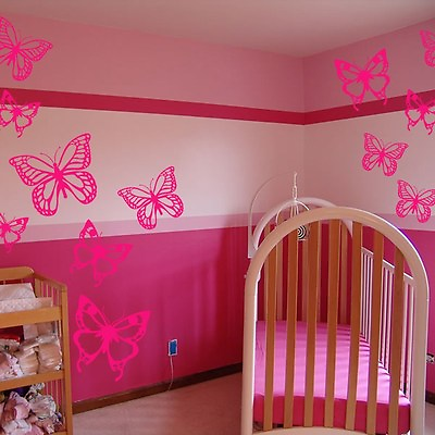 #ad 12 Butterflies Vinyl Wall Stickers Decals Baby Kids Girls Nursery 2 Designs $39.99