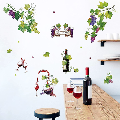 #ad WALL STICKER FRUIT DECAL KITCHEN WINE BOTTLE VINYL MURAL DINING ROOM HOME DECOR $22.99