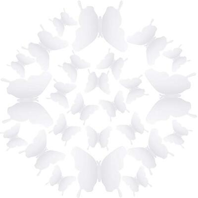 #ad 48 Pcs 3D Butterfly Wall Decor DIY Mirror Stickers Removable Decals for Bedroom $9.45