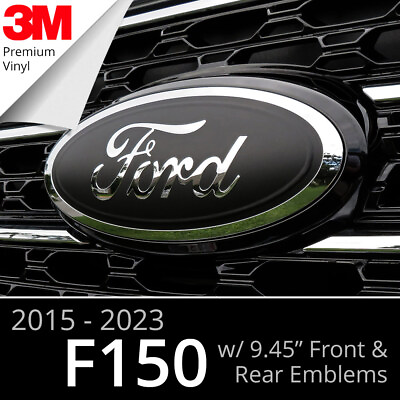 #ad BocaDecals 2015 2023 Ford F150 Emblem Overlay Insert Decals MATTE BLACK Set of 2 $22.99