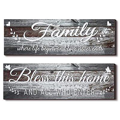 #ad Jetec Wooden Family Signs Rustic Bless This Home Wall Decor Wood Family Decor $13.66