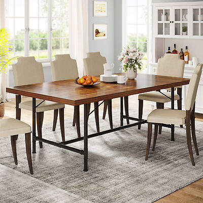 #ad #ad 71quot; Wood amp; Metal Rectangular Dining Room Table Kitchen Table for 6 to 8 Person $180.16