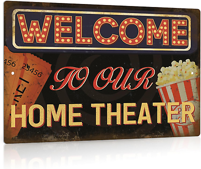 #ad Movie Theater Sign Vintage Wall Decor for Bar Cafes Pubs Media Room 12X8 Inc $8.99