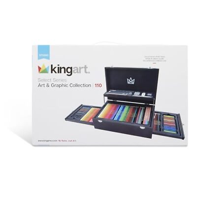 #ad #ad KINGART 130 ART amp; GRAPHIC ART SET 110 Pc. 2 Drawer Wooden Case Pencils Past... $80.65