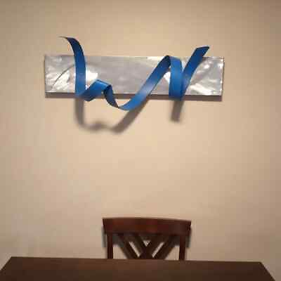 #ad #ad Modern Metal Wall Art Metal Sculpture Flat Blue Twisted Ribbon $199.00