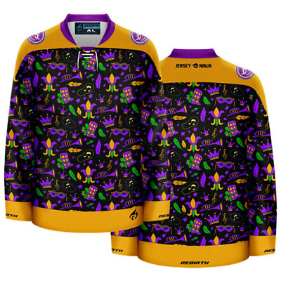 #ad Mardi Gras Fat Tuesday Ugly Sweater Holiday Hockey Jersey $99.95