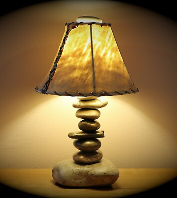 #ad #ad Rustic Table Lamp w Rawhide Shade Cabin Lodge Log Cabin Mountain Lake Cabin $299.95