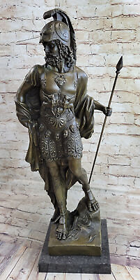 #ad #ad Art Deco Handcrafted 40 LBS Spartan holding Spear Solid Bronze Sculpture Sale $449.50