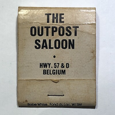 #ad Outpost Saloon Bar Restaurant Belgium Wisconsin Match Book Cover Matchbox $3.95
