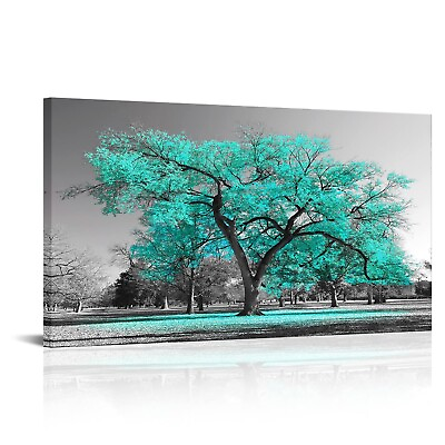 #ad Visual Art Decor Teal Tree Canvas Wall Art Turquoise Wall Decor Canvas Prints... $97.79