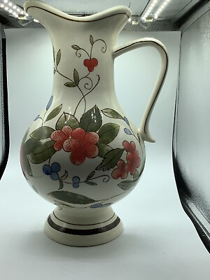 #ad Vintage Mid Century Ceramic Wall Pocket Vase Planter Floral Pitcher 12” Tall $25.00