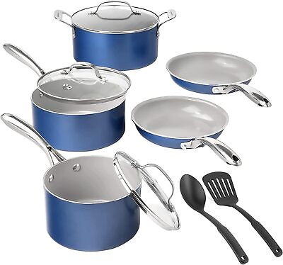 #ad #ad Granitestone Blue 10 Piece Nonstick Cookware Set Pots Pans and Kitchen Sets $90.00