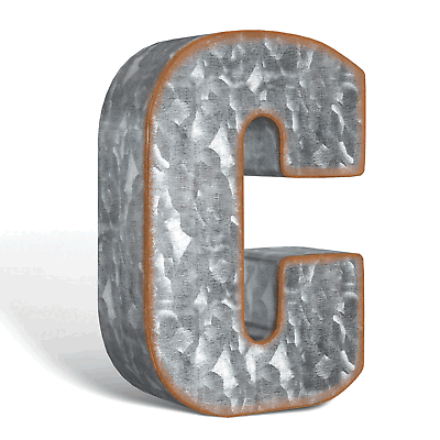 #ad Galvanized Metal Letters for Wall Decor for Hanging 3D Letter C $17.67