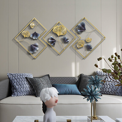 #ad #ad 3Pcs Metal GoldBlue Wall Art Hanging Decorations Garden Home Bedroom NEW $46.55