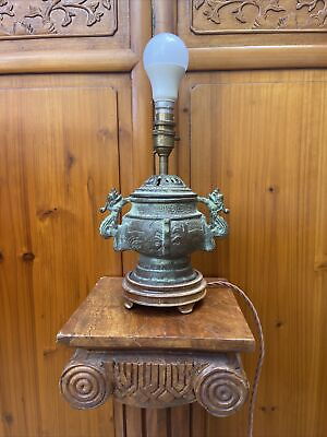 #ad vintage oriental archaic style bronze lamp GBP 118.99