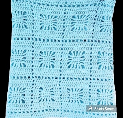#ad Vintage Handmade Granny Square Afghan Light Blue 45quot; X 45quot; $45.00