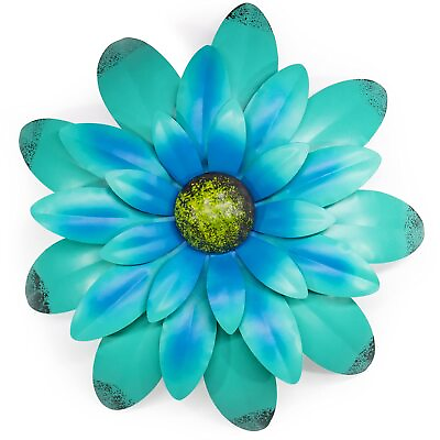#ad Blue Metal Flowers Wall Decor Metal Wall Art Decorations Hanging For Indoor O... $27.42