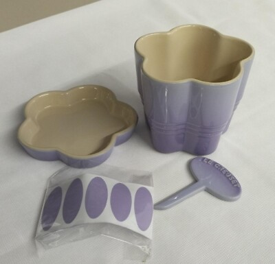 #ad Le Creuset Stoneware Planter Fleur Set Purple China 910368 00 W Box $133.99