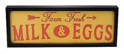 #ad Farm Fresh Eggs amp; Milk Farmhouse Rustic Kitchen Sign Wall Art Hanging Home Decor $15.99