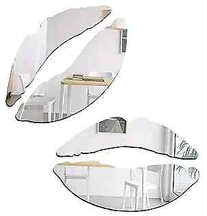 #ad 3D Wall Mounted Mirrors Home Wall Decor Acrylic Mirror Wall Stickers Silver $16.97