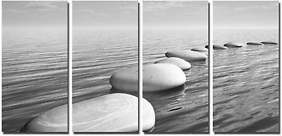 #ad Wall Art Peaceful Relaxing Grey Zen Stones Pictures Poster Multi Color NEW $77.04