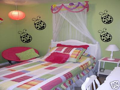 #ad LADYBUG Wall Art Decal Vinyl Girls Kids Room Nursery Bedroom Cute Decor $14.72