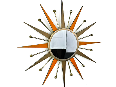 #ad Starburst Wall Mirror 22quot; Atomic Retro Gold Vintage George Nelson Sunburst Style $185.00