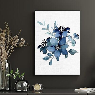 #ad #ad Blue Flower Wall Art Canvas Decor Themed HD Printed amp; Wooden Framed $22.99