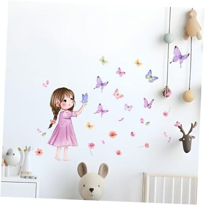 #ad Lovely Girl Wall Decals Butterflies Wall Decor Girl Nursery Accessories Kids $12.38