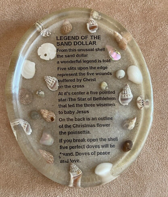#ad Vintage Lucite The Legend Of The Sand Dollar wall art sea shell MCM trivet $24.50