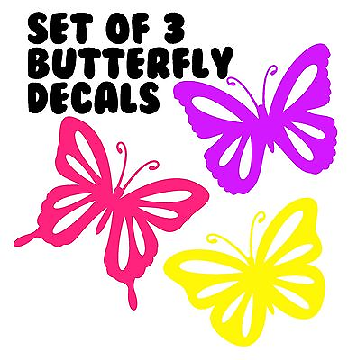 Brand New Set Of 3 Butterflies For Car Window Wall Girls Room Laptop B8946 $4.99