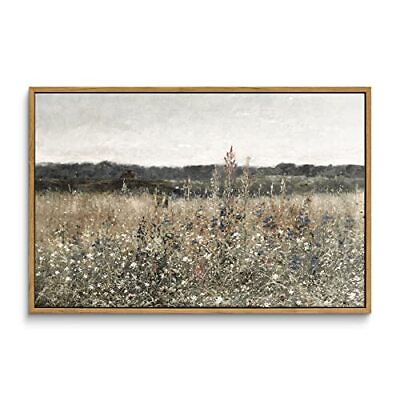 #ad InSimSea Framed Wall Art Decorations Wildflower Field Vintage Wall Art Canvas... $65.70