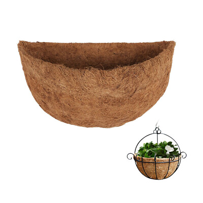#ad Coconut Husk Half Round Plant Hanging Basket Liner for Plants Outdoor $9.09