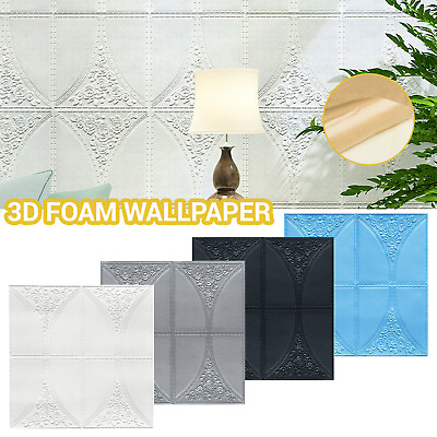#ad Self adhesive 3D Flower Embossed Wall Sticker Panels Foam Wallpaper Decor $38.94
