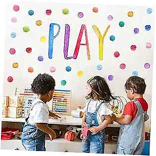 #ad Kids Playroom Polka Dots Wall Decals Stickers Watercolor Play Sign Peel Play1 $19.09